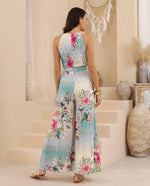 Load image into Gallery viewer, Hibiscus Wrap Jumpsuit - Blue
