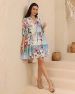 Load image into Gallery viewer, Hibiscus Mini Dress - Blue
