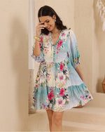 Load image into Gallery viewer, Hibiscus Mini Dress - Blue
