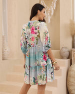 Load image into Gallery viewer, Hibiscus Mini Dress - Blue
