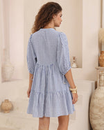 Load image into Gallery viewer, Peta Striped Mini Dress - Blue
