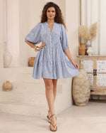 Load image into Gallery viewer, Peta Striped Mini Dress - Blue
