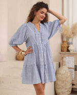 Load image into Gallery viewer, Peta Striped Mini Dress - Blue

