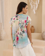 Load image into Gallery viewer, Hibiscus Flutter Blouse - Blue
