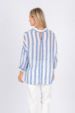 Load image into Gallery viewer, Rosalie Stripped Linen Shirt -Blue
