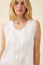 Load image into Gallery viewer, Frances Button Tank - White
