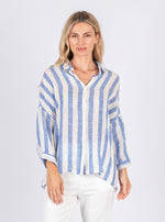 Load image into Gallery viewer, worthier-stripped-linen-shirt-blue
