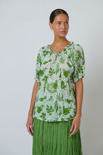 Load image into Gallery viewer, Teena Cotton Top - White/Green
