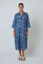 Load image into Gallery viewer, Ella Palm Shirt Dress - Blue
