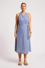 Load image into Gallery viewer, Dusk Denim Wrap Dress - Denim
