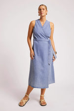 Load image into Gallery viewer, Dusk Denim Wrap Dress - Denim
