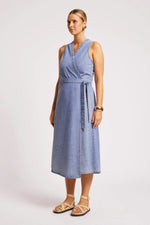 Load image into Gallery viewer, Dusk Denim Wrap Dress - Denim

