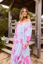 Load image into Gallery viewer, Grenadine Dress - Blue Hibiscus Breeze
