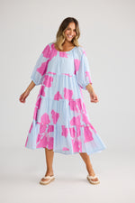 Load image into Gallery viewer, Grenadine Dress - Blue Hibiscus Breeze
