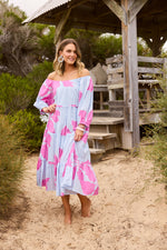 Load image into Gallery viewer, Grenadine Dress - Blue Hibiscus Breeze
