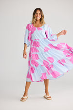 Load image into Gallery viewer, Grenadine Dress - Blue Hibiscus Breeze
