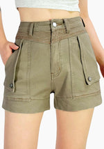 Load image into Gallery viewer, CD Denim Shorts - Khaki
