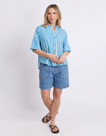 Load image into Gallery viewer, Holiday Shirt - Azure Blue/White
