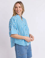 Load image into Gallery viewer, Holiday Shirt - Azure Blue/White
