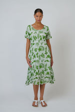 Load image into Gallery viewer, Winona Midi Dress - White/Green
