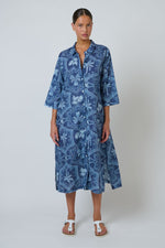 Load image into Gallery viewer, Ella Palm Shirt Dress - Blue
