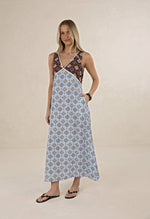 Load image into Gallery viewer, Vintage Tales Maxi Dress - Blue/Choc
