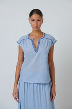 Load image into Gallery viewer, Marlow Cotton Top - Light Blue
