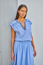Load image into Gallery viewer, Marlow Cotton Top - Light Blue
