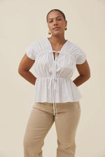 Load image into Gallery viewer, Rosa Tie Top - White
