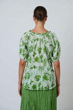 Load image into Gallery viewer, Teena Cotton Top - White/Green
