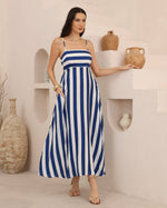Load image into Gallery viewer, Naudic Maxi Dress - Blue/White
