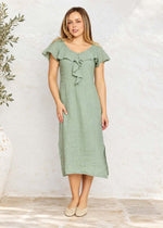 Load image into Gallery viewer, Italian Ruffle Midi Dress - Sage

