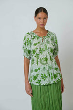 Load image into Gallery viewer, Teena Cotton Top - White/Green
