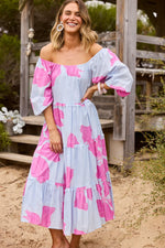Load image into Gallery viewer, Grenadine Dress - Blue Hibiscus Breeze
