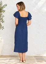 Load image into Gallery viewer, Italian Ruffle Midi Dress - Dark Denim
