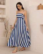 Load image into Gallery viewer, Naudic Maxi Dress - Blue/White
