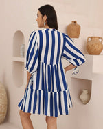 Load image into Gallery viewer, Naudic Mini Dress - Blue/White
