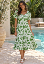 Load image into Gallery viewer, Winona Midi Dress - White/Green
