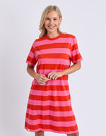 Load image into Gallery viewer, Spritz Stripe Dress - Red/Pink
