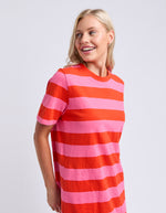 Load image into Gallery viewer, Spritz Stripe Dress - Red/Pink
