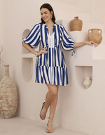 Load image into Gallery viewer, Naudic Mini Dress - Blue/White
