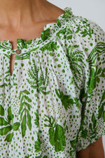 Load image into Gallery viewer, Teena Cotton Top - White/Green
